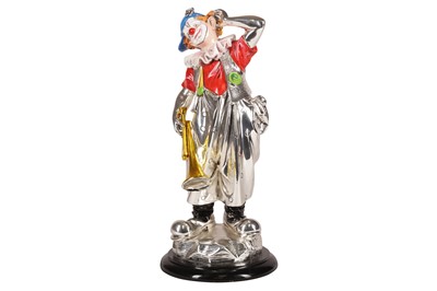 Lot 359 - A SILVER CLAD STATUE OF A CLOWN