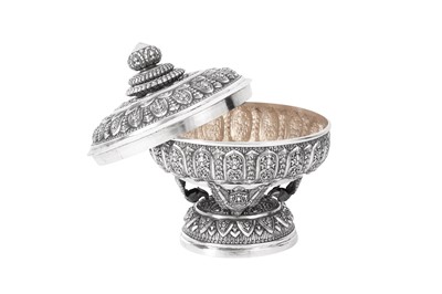Lot 181 - A mid-20th century Cambodian silver covered dish on stand (Tok), circa 1960