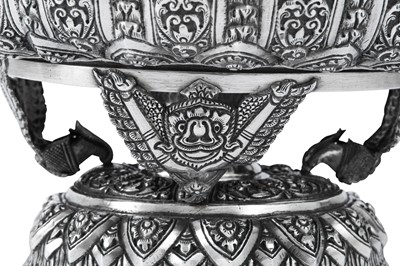Lot 181 - A mid-20th century Cambodian silver covered dish on stand (Tok), circa 1960