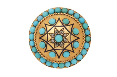 Lot 48 - A turquoise and diamond brooch