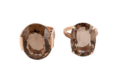 Lot 93 - TWO SMOKY QUARTZ RINGS