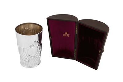 Lot 525 - A cased Victorian sterling silver large beaker, Sheffield 1891 by Henry Stratford