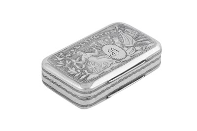 Lot 15 - Battle of Waterloo - A George III sterling silver commemorative snuff box, Birmingham 1814 by Samuel Pemberton