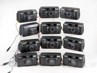Lot 496 - 12 Nikon AW35 AF Compact Cameras, Adapted with Extra Shutter Releases.