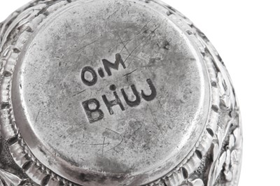 Lot 138 - An early 20th century Anglo – Indian silver cruet, Cutch, Bhuj circa 1900 by Oomersi Mawji jnr (active 1890-1930)