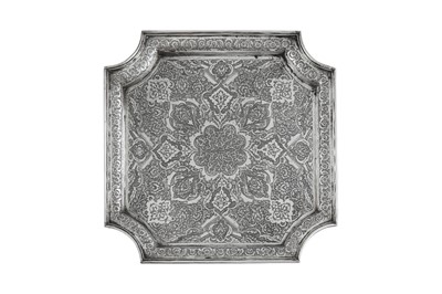 Lot 276 - A mid -20th century Persian (Iranian) silver square tray, Isfahan circa 1950 mark of Bireae