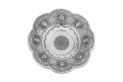 Lot 275 - A mid-20th century Persian (Iranian) silver footed fruit bowl, Isfahan circa 1950