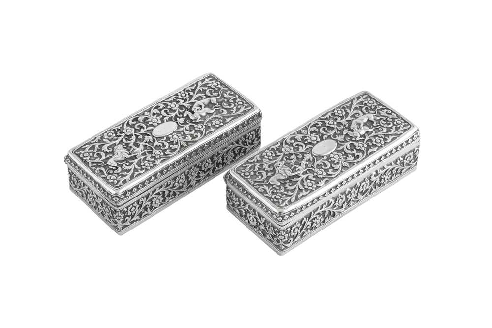 Lot 139 - A pair of late 19th century Anglo – Indian silver boxes, Cutch, Bhuj circa 1880 by Oomersi Mawji (active 1860-90)