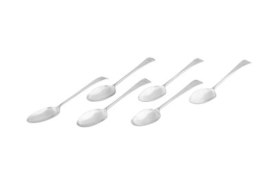 Lot 384 - A set of six George III sterling silver dessert spoons, London 1779/80 by Hester Bateman