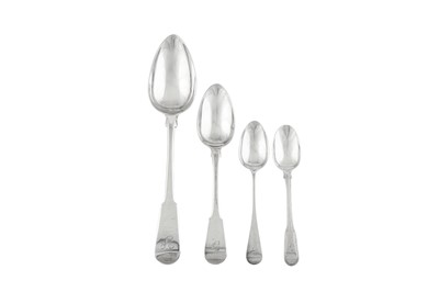 Lot 380 - A George III / Victorian sterling silver group flatware, various dates and makers