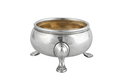 Lot 556 - A George II Scottish sterling silver salt, Edinburgh 1744 maker mark obscured possibly George Forbes, assay masters mark of Hugh Gordon