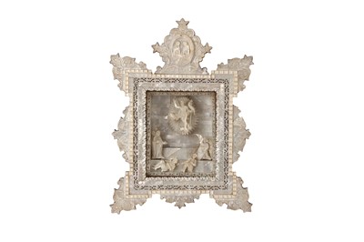 Lot 414 - A MOTHER-OF-PEARL-CLAD CHRISTIAN DIORAMA