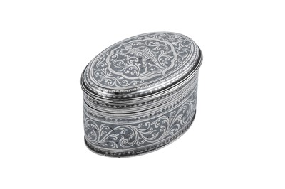 Lot 168 - A late 19th / early 20th century Burmese niello and silver lime box, probably Shan States circa 1900