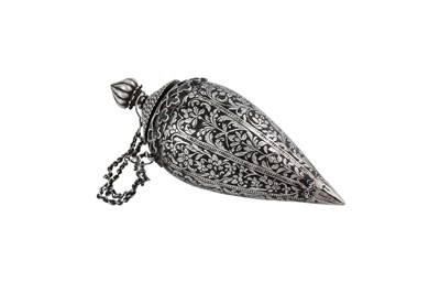 Lot 187 - A late 19th century Siamese (Thai) silver, niello and enamel snuff bottle, circa 1890