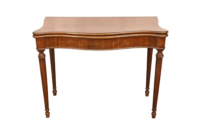 Lot 13 - A GEORGE III MAHOGANY SERPENTINE CARD TABLE