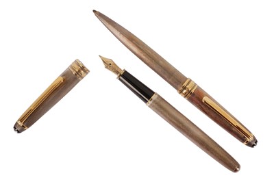 Lot 267 - A GERMAN MONTBLANC MEISTERSTUCK SILVER FOUNTAIN PEN AND BALLPOINT PEN