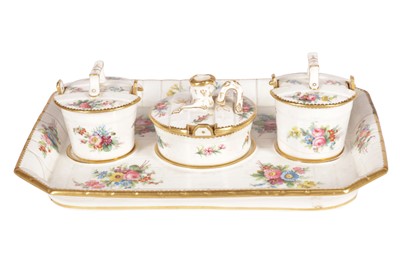 Lot 216 - A 19TH CENTURY MINTON PORCELAIN DRESSING TABLE SET