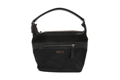 Lot 827 - Gucci Black GG Monogram Shoulder Bag