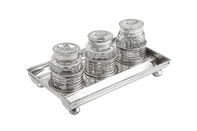 Lot 585 - A George III provincial sterling silver inkstand, Newcastle 1782 by William Stalker & John Mitchison (active 1774-84)
