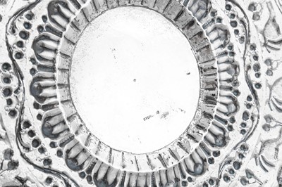 Lot 177 - A mid-20th century Ceylonese (Sri Lankan) silver moon stone tray, Kandy circa 1940