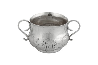 Lot 689 - A Charles II sterling silver miniature or child’s porringer, London 1660 by Gilbert Shepard (free 1631, d. 1667)