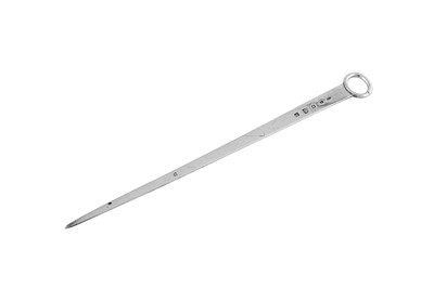 Lot 405 - A George III provincial sterling silver meat skewer, Chester 1776 by Joseph Walley of Liverpool (d.1801)