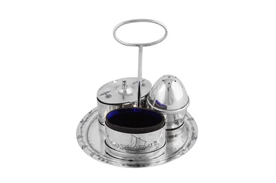 Lot 262 - An early 20th century Iraqi silver and niello cruet set, Omara or Basra circa 1930