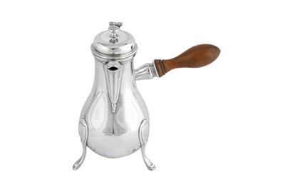 Lot 291 - A Louis XVI late 18th century French silver coffee pot (verseuse), Paris 1782, makers mark obscured