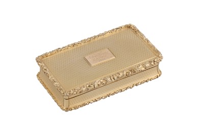 Lot 16 - A William IV sterling silver gilt snuff box, Birmingham 1831 by Nathaniel Mills