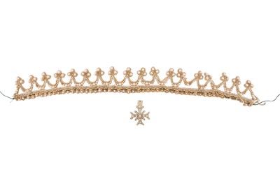 Lot 206 - A PEARL PENDANT, LATE 19TH CENTURY AND A IMITATION PEARL TEXTILE