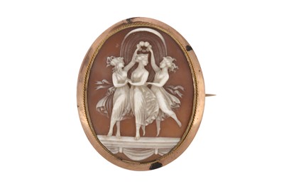 Lot 217 - A SHELL CAMEO BROOCH