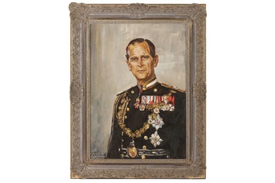 Lot 83 - PORTRAIT OF PRINCE PHILIP, DUKE OF EDINBURGH BY FRITZ HAFERLAND (GERMAN, 20TH CENTURY)