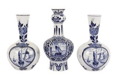 Lot 203 - A PAIR OF DELFT VASES, CIRCA 1880