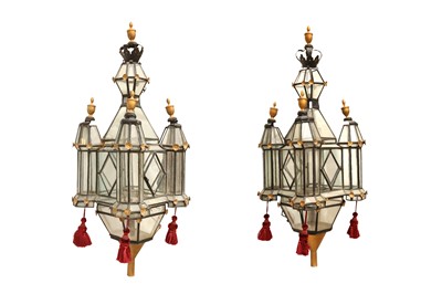 Lot 5 - A PAIR OF VENETIAN GONDOLA LANTERNS, 19TH CENTURY