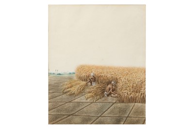 Lot 521 - A WHEAT HARVESTING SCENE