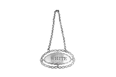 Lot 84 - A George III sterling silver wine label, London circa 1780 by Hester Bateman