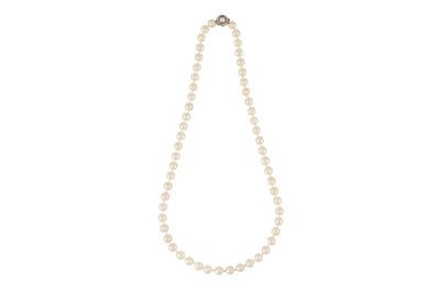 Lot 166 - A cultured pearl and diamond necklace