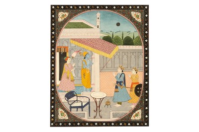Lot 260 - KRISHNA WELCOMING GUESTS IN A PALATIAL SETTING