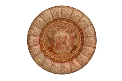 Lot 807 - A LARGE HISPANO-MORESQUE-REVIVAL COPPER LUSTRE-PAINTED POTTERY CHARGER