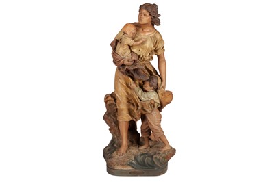 Lot 368 - A TERRACOTTA FIGURE, 'INQUIETUDE' BY J. LE GULUCHE AND ALPHONSE HANNE