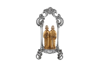 Lot 330 - An early 20th century German 800 standard parcel gilt silver devotional altar figure, circa 1910 marked Steinbrück