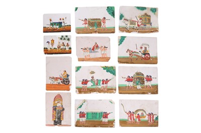 Lot 538 - TWELVE MICA PAINTINGS WITH TRADITIONAL MEANS OF TRANSPORTATION