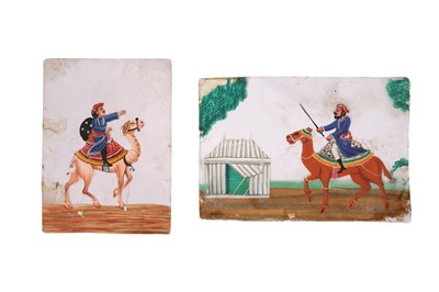 Lot 536 - TWO MICA PAINTINGS WITH RIDERS ON CAMELS' BACK