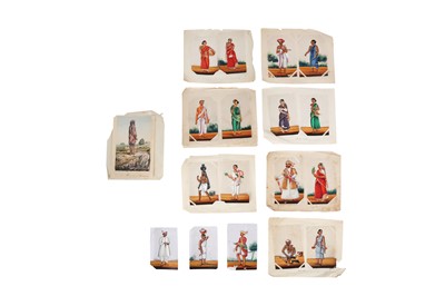 Lot 526 - NINETEEN MICA PAINTINGS OF PEOPLE OF INDIA, AND A WATERCOLOUR OF A SHAIVA PUNDIT