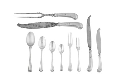 Lot 344 - A mid-18th century and later Italian silver table service of flatware / canteen, Venice circa 1760 three with countersign mark of Zuan Piero Grappiglia (1758-1802, Pazzi no 481)