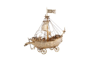 Lot 331 - A late 19th century German silver gilt nef, probably Hanau circa 1890