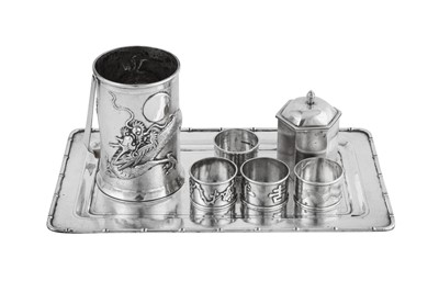 Lot 219 - An early 20th century Chinese Export silver tray, Shanghai circa 1930 mark of Bo retailed by Zee Sung