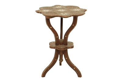 Lot 663 - λ A SYRIAN CARVED HARDWOOD MOTHER-OF-PEARL-INLAID OCCASIONAL TABLE
