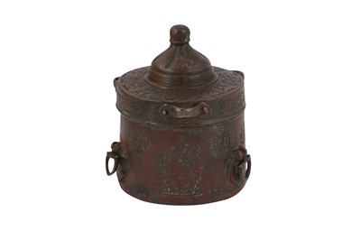 Lot 306 - AN ENGRAVED BRONZE MINIATURE INKWELL