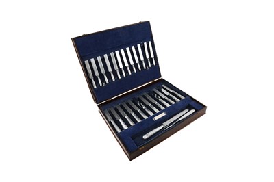Lot 373 - A cased set of George III and Victorian sterling silver knives